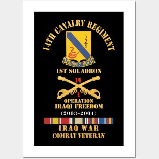 Army - 14th Cavalry Regiment w Cav Br - 1st Squadron - OIF - 2003–2004 - Red Txt Cbt Vet w IRAQ SVC X 300 Posters and Art